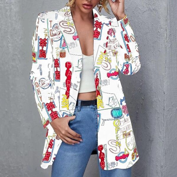 Fatos femininos blazers elegante escritório senhoras outono jaqueta terno mulheres vintage floral impresso bolso harajuku casual casacos femininos blaze jack