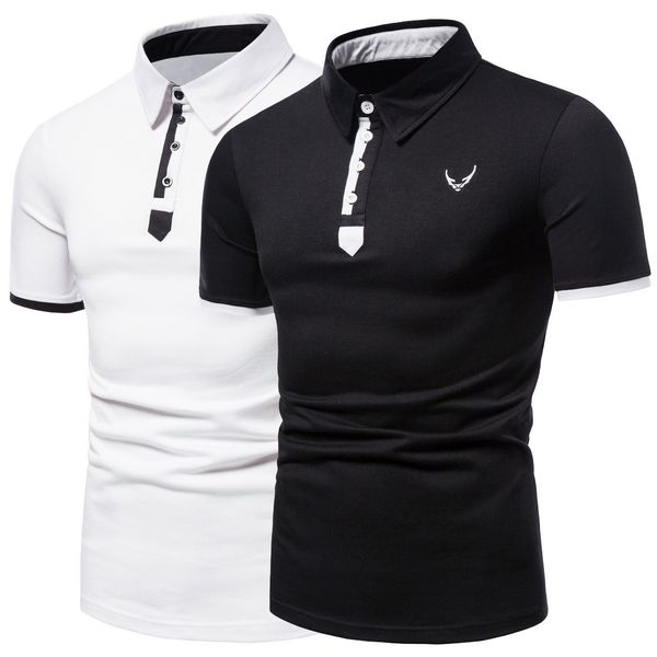 

men's polo shirt casual sports lapel short sleeve t- loose fashion embroidery, White;black