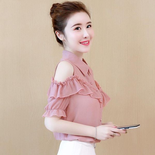 

women's chiffon shirt 2021 fashion very fairy spring foreign style short sleeve temperament t-shirt, White