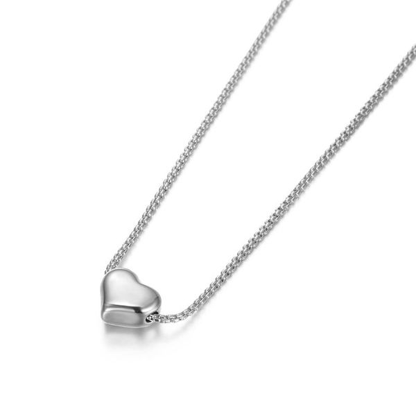 

pendant necklaces fashion stainless steel tiny heart necklace for women minimalist smooth shape drop, Silver