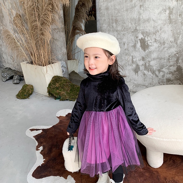 

autumn baby girls long sleeve dress for kids purple dress wedding birthday party vestidos 2-8 year children winter clothing, Red;yellow
