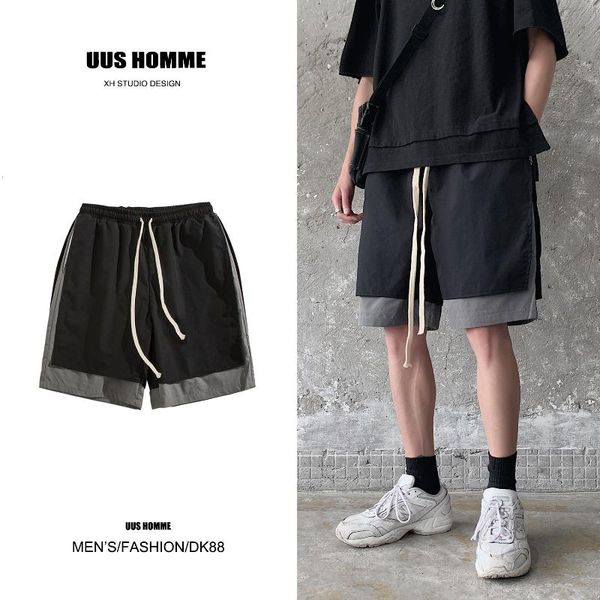

summer casual shorts men loose patchwork short brand clothing men's, White;black