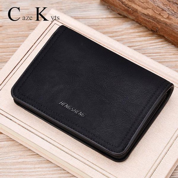 

wallets zipper wallet retro scrub leather men's short multi-card change purse buckle, Red;black