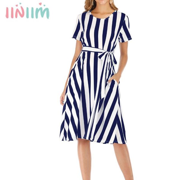 

womens maternity elegant dresses summer pregnant short sleeve stripe knee length pography dress for pregnancy party wedding, White