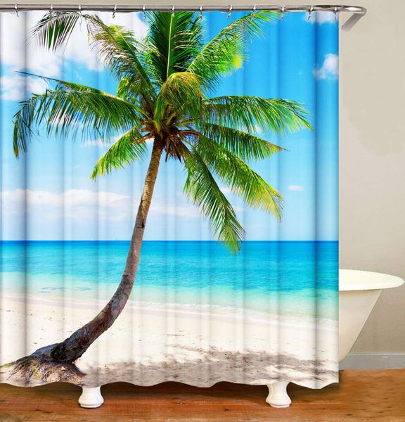 

ocean shower curtain,beach at praslin island surfing beach scenic view travel, cloth fabric bathroom decor set with hooks,