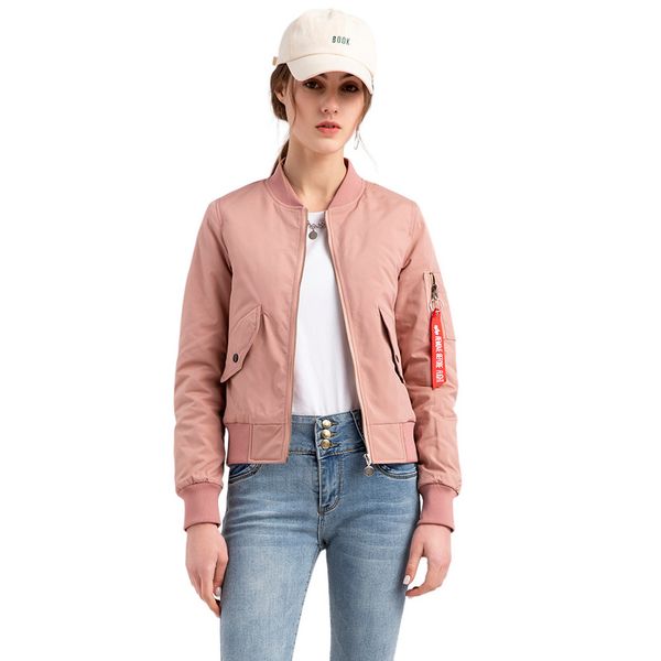 

2021 female spring and autumn jacket quilted jacket color matching baseball uniform printed pilot label decoration, Black;brown