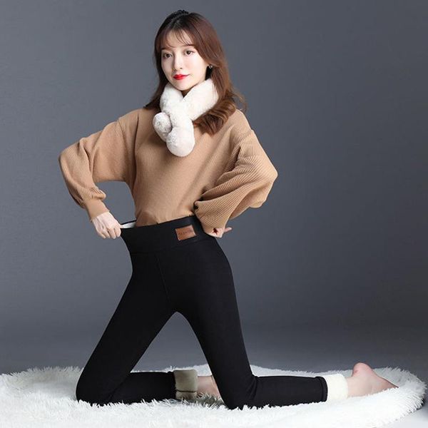 

maternity bottoms lambskin leggings women's pants students winter style with fleece padded outer wear high waist slim warm-keeping chil, White
