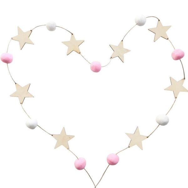 

decorative objects & figurines diy felt balls and wood stars hanging decoration pendant pom garland ornament for children room birthday wedd