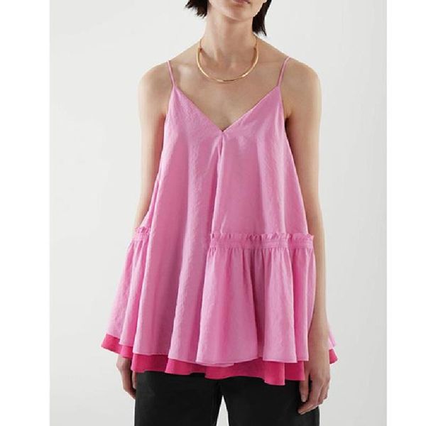 

casual dresses 2021 summer ladies ruffles sling dress spaghetti strap loose sleeveless female pink mini, Black;gray