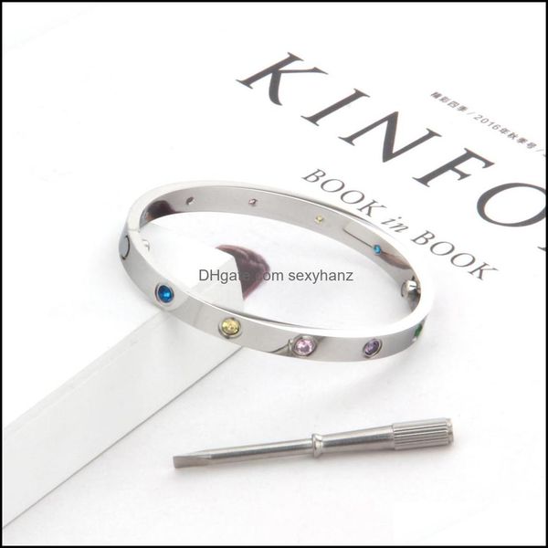 

jewelry316l titanium steel couple jewelry colorf stone carter bangle for women men screwdriver love screw bracelets femme pseira drop delive, Black