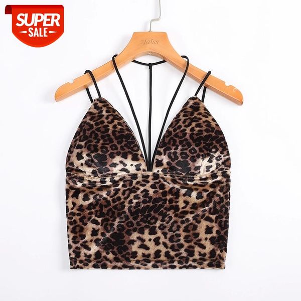 

leopard print women cut out bra bustier crop bralette strappy crochet cropped bandage halter tank 2021 camisole #0o6p, White