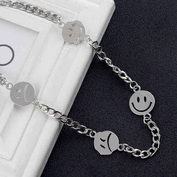 

necklaces pendants famous hip-hop glow-in-the-dark smile sad face smiley pendant necklace for woman chain, Silver