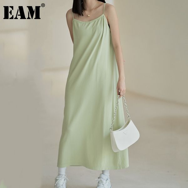 

[eam] women black casual bangage backless knitting mid-calf dress square neck sleeveless loose fashion summer 1dd8019 21512, Black;gray