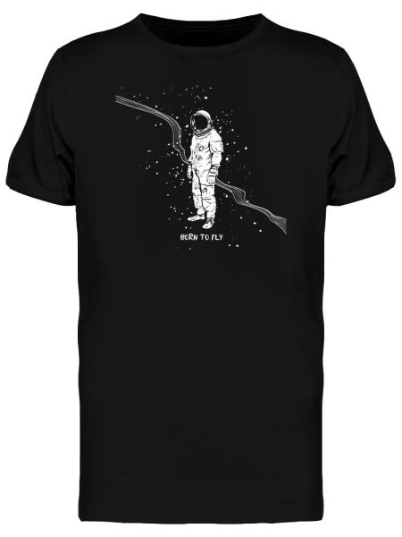 

born to fly astronaut men's tee -image by shutterstock, White;black