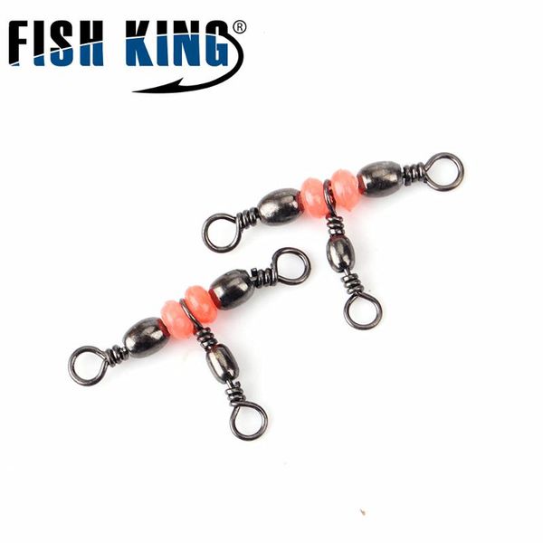 

10pcs/lot fishing barrel triple swivel style b with red beads fish hook lure connector terminal pesca tackle hooks