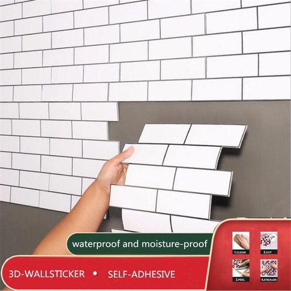 

nordic simple white brick thick mosaic background wallpaper fashion self adhesive waterproof contact paper charm 3d wall sticker wallpapers