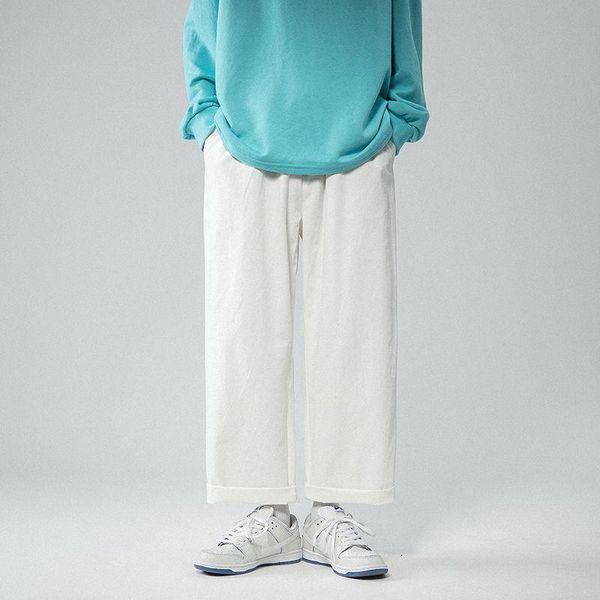 

men's pants summer cotton casual fashion multicolor wide-leg men streetwear loose straight mens trousers large size, Black