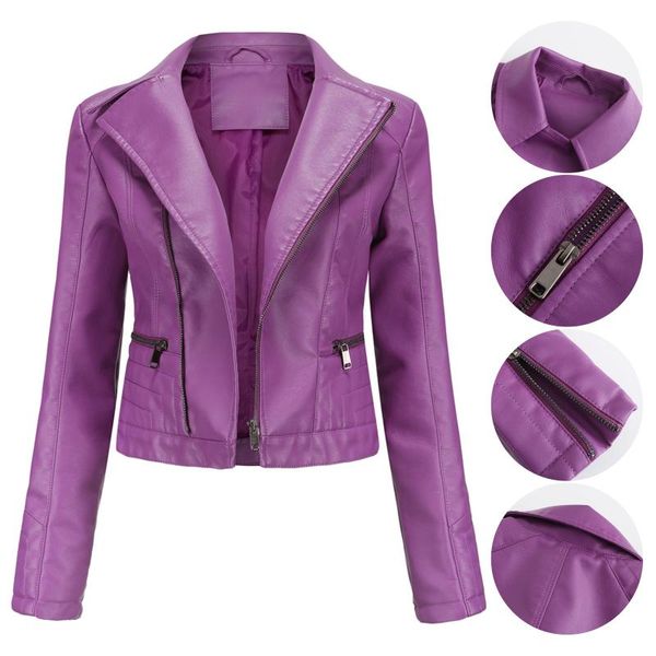

women's jackets women autumn faux soft leather pu jacket slim punk coat female turndown collar moto biker rivet zipper street #t3g, Black;brown