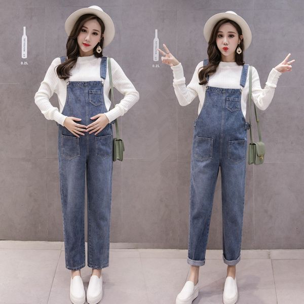 

maternity dress denim maternity bib jeans trousers pants for pregnant women overalls jumpsuits clothes pregnancy uniforms suspenders plus si, White