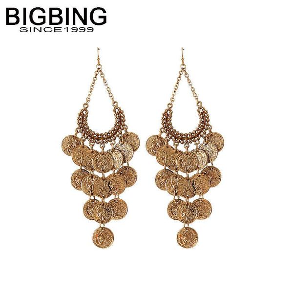 

dangle & chandelier bigbing jewelry fashio golden coin tassel long drop earring fashion g089, Silver