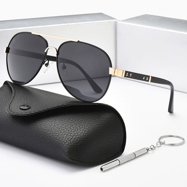 

2021 brand rimless oversized sunglasses men and women driving goggles high quality polarized glasses UV400 anti-ultraviolet sun visor with box 8101