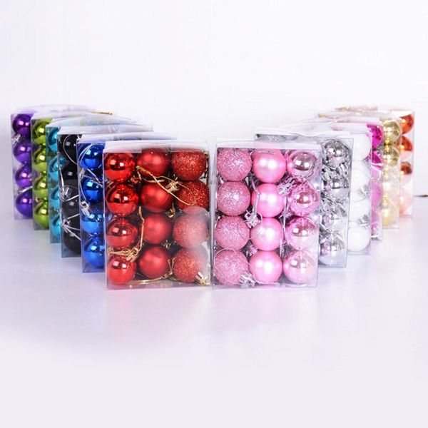 

party decoration 24pcs 30mm mini christmas balls baubles plastic tree hanging decorations for sub sale