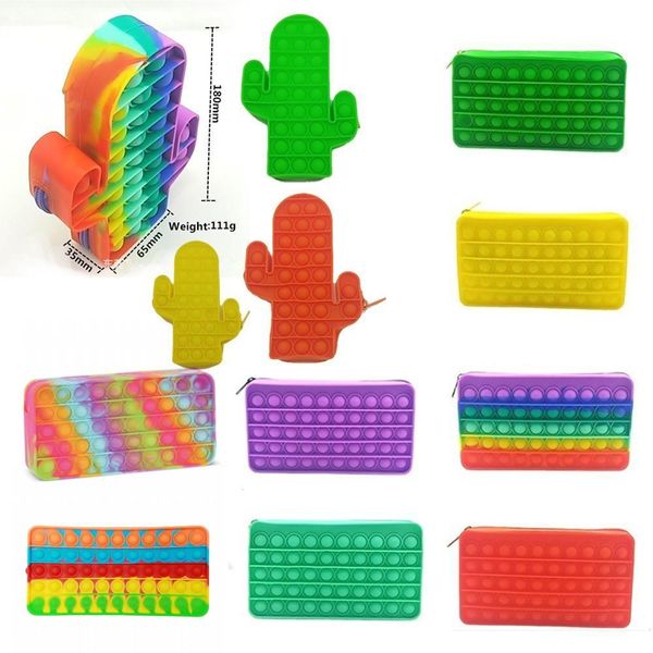 

u stock party silicone rainbow push decompression toys it bubble wallet case fidget party simple dimple finger interactive coin purse back t