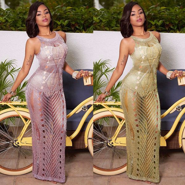 

high technology women's hollow skirt beach dress, Black;gray