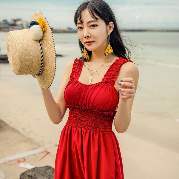 

one-piece suits women's swimsuit 2021 swimwear bikini one piece women luxury yilu skirt solid polyester female fused