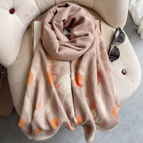 

new luxury brand scarf winter cashmere scarf women thick warm shawl wrap letters printed pashmina blanket cape female, Blue;gray