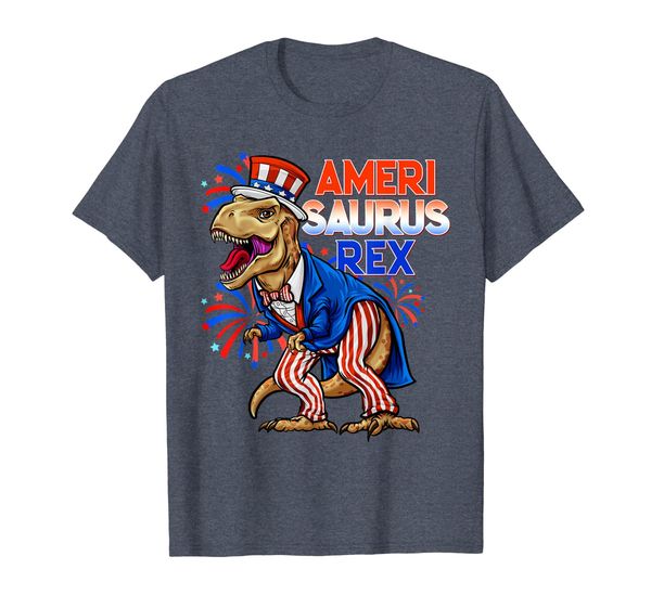 

dinosaur amerisaurus rex 4th of july fourth usa america t-shirt, White;black