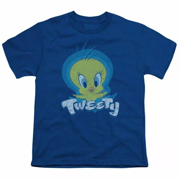

looney tunes tweety swirl kids youth t shirt licensed cartoon tee royal swirl, White;black