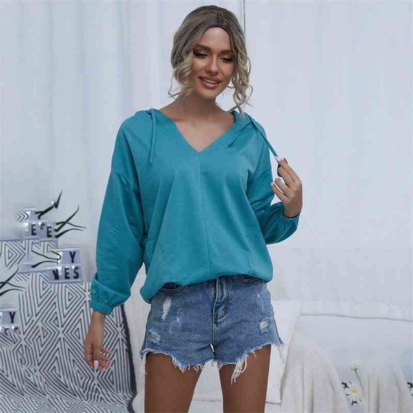 

2021 women's spring and autumn new long sleeve hooded sweater, Black