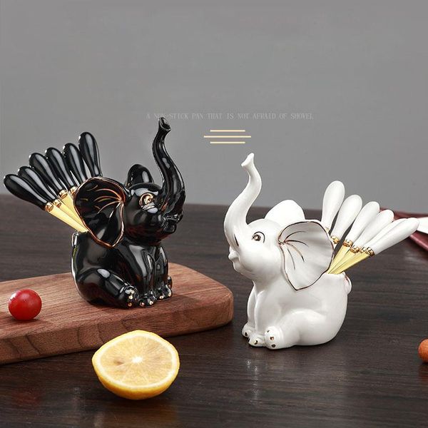

forks cute ceramic elephant fruit fork kitchen decoration storage holder