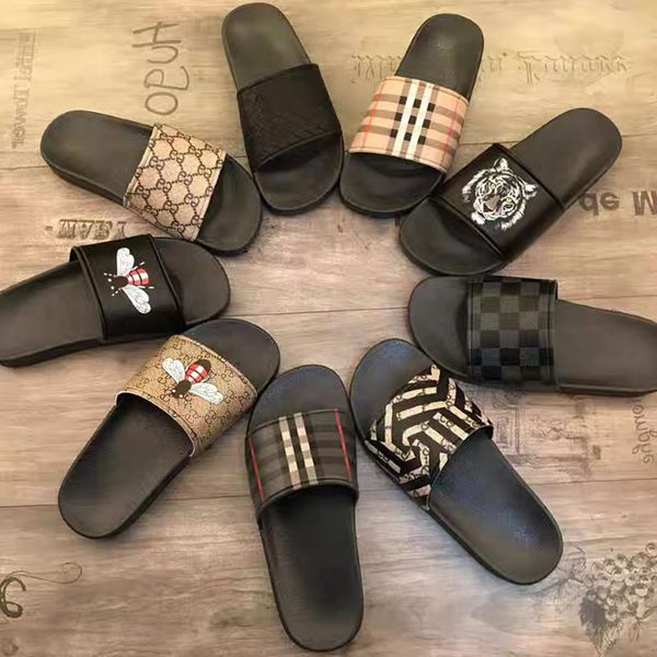 

slippers letter embroidery design leather flat shoes pantoufle summer women beach lady slipper 35~45 with box, Black
