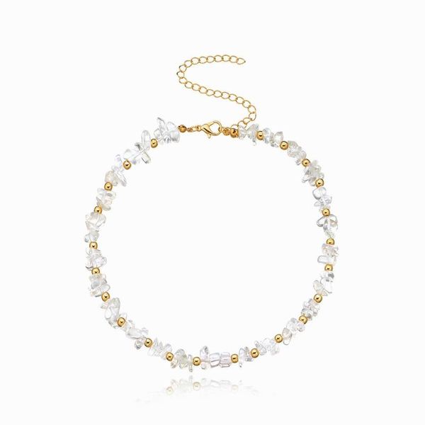 

chains choker necklace woman crystal necklaces women chain pendant girls jewelry gold color trendy kpop alloy collares, Silver
