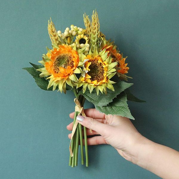 

artificial sunflower simulation flower bouquet wedding holding flowers farmhouse african decor thanksgiving decorative & wreaths