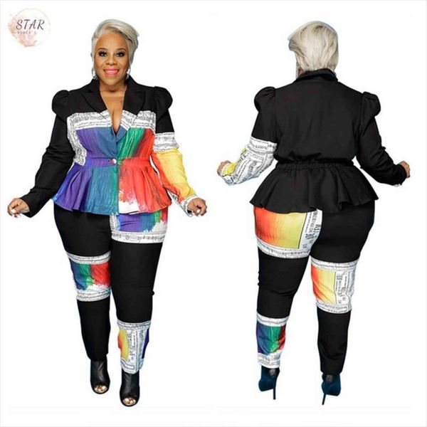

plus size 5xl 2 womenpant piece outfits patchwork print matching set elastic waist leggings fashion suits wholesale dropshipping, White