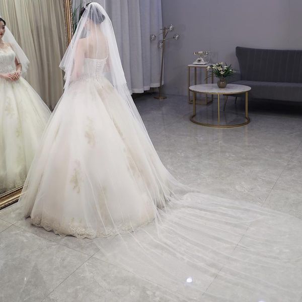 

bridal veils tulle veil wedding with hair comb 3 meters long cathedral, Black