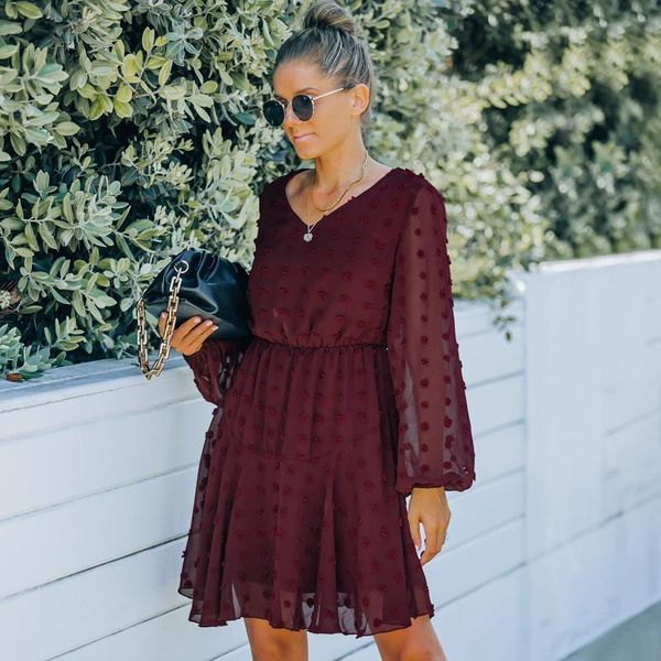 

casual dresses luoyiyang v-neck long-sleeved mesh pure color women's dress autumn and winter elegant party women clothing, Black;gray