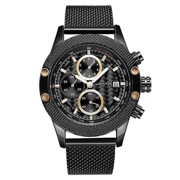 

wristwatches men quartz stainless steel watch fashion luxury casual with timed luminous multi-function men's sports relogio masculino, Slivery;brown