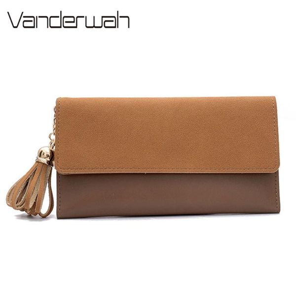 

wallets simple tassel women clutch female vintage frosted pu leather bags id card holders cell phone cash wallet ladies purses, Red;black