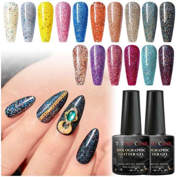 

t-tiao club 6ml uv glitter gel nail polish rose gold sequins soak off varnish colorful diy lacquer1, Red;pink
