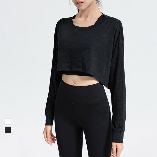 

yoga outfit sports women autumn long sleeved loose t-shirts running clothes fitness quick-drying blouses