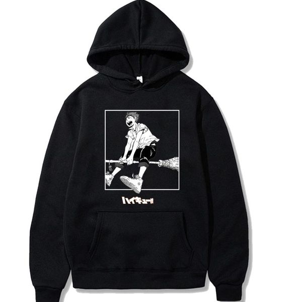 

men's hoodies & sweatshirts 2021 japanese anime graphic men funny haikyuu harajuku sweatshirt male, Black