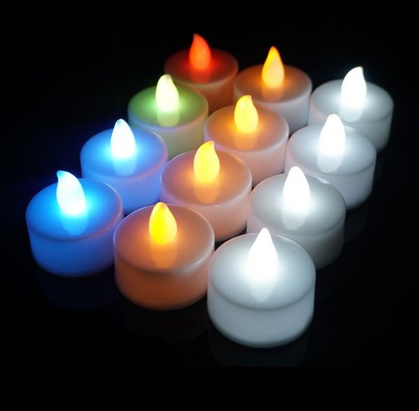 Articoli per feste Candela LED Tea Light Tealight senza fiamma Fiamma colorata lampeggiante Lampada a candela Matrimonio Compleanno Luci natalizie Decorazione SN2925