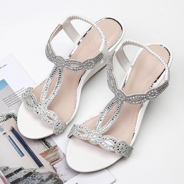 

women sandals fashion womens summer flip flops open toe wedges high heels casual bohemian beach shoes #45, Black