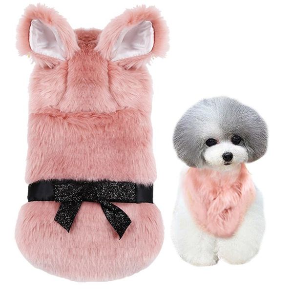 

dog apparel clothes pet winter warm fluffy fur padded cotton hooded coat sleeveless button closure jacket for xs-xxl pro