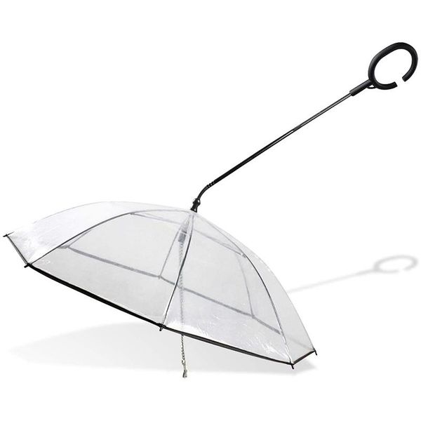 

dog apparel umbrella transparent for dogs in rainy days with leash small medium dogs&cats