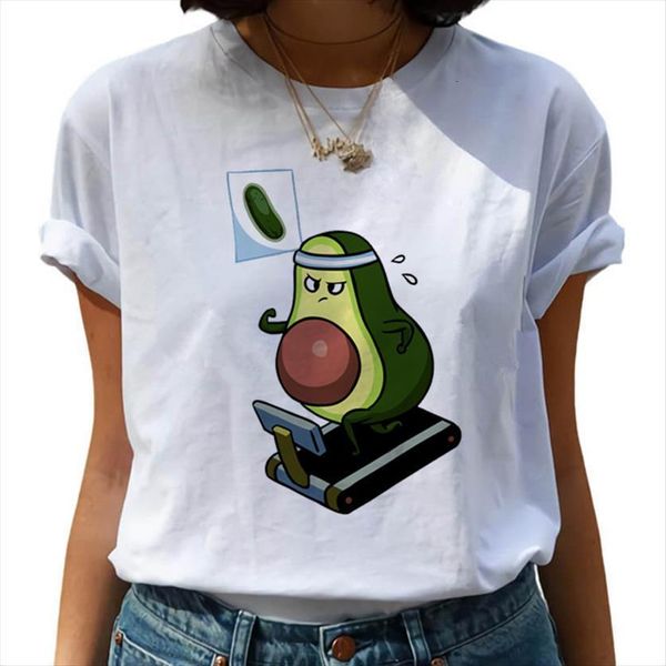

fashion kawaii avocado tshirts women t shirts funny cartoon short sleeve 90s cute shirt harajuku grunge tees friends ropa, White